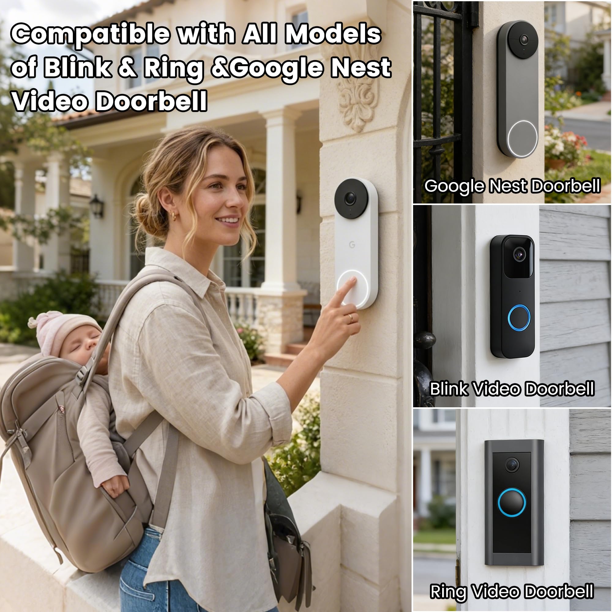 Condition photo showing Good Condition for wifi doorbell chime 2 pack for google nest ring blink video doorbells(black) | works with alexa/google home, no wiring , 3min setup, no range limits, expandable to 99+, for large home villa apartment