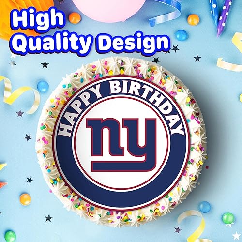 Miniatura 2 de 7.5 NY Giants - Decoración redonda comestible para pastel de cumpleaños, pastel de feliz cumpleaños