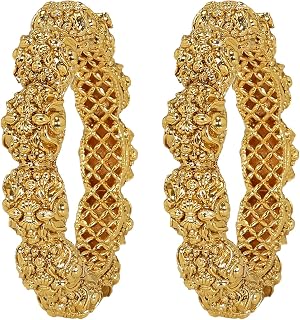 ACCESSHER Gold Plated Traditional and Ethnic Jewellery Inspired Antique Finish Screw Closure Statement Kada/Bangles/Festiv... Price In India