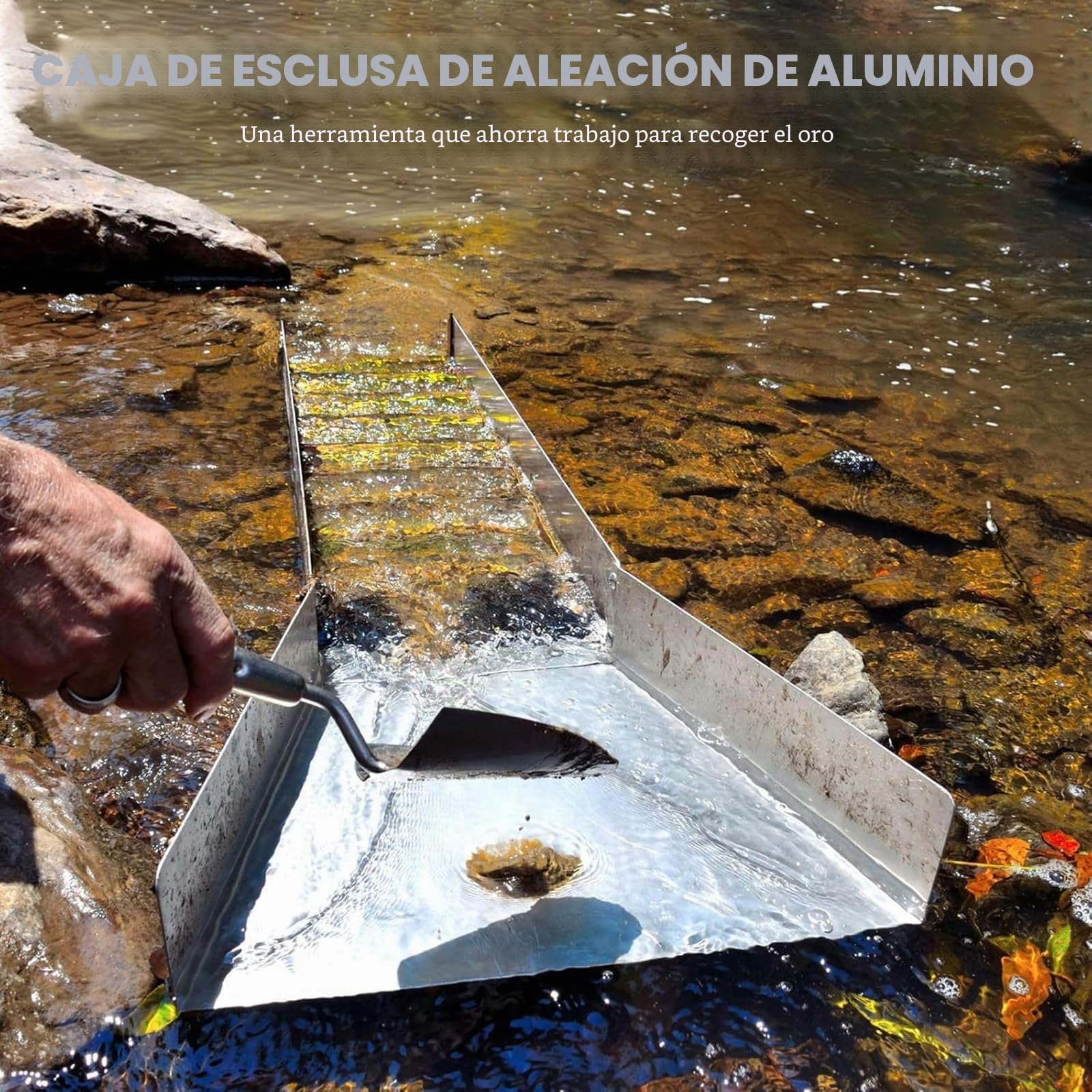 17 Piezas Juego Completo Lavar Oro, Planta Portátil Lavar Oro con Caja Esclusa Plegable 50 Pulgadas, Juego Completo Canaletas Lavar Oro Aleación Aluminio Extracción Arroyos, Lavado Oro y Prospección