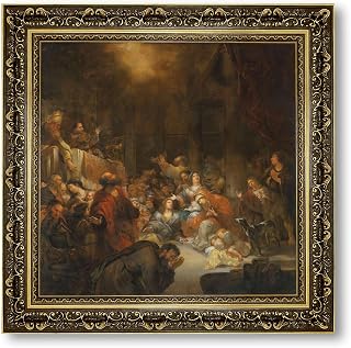 Vintage Framed Pentecost Scene Canvas Print Oil Paintings Reproduction World Classics Middle Ages Painting Artwork Elegant Home Decor Wall Decoration for Living Room Bedroom Apartment Poster Art Print (Retro Framed,16L"x20W")