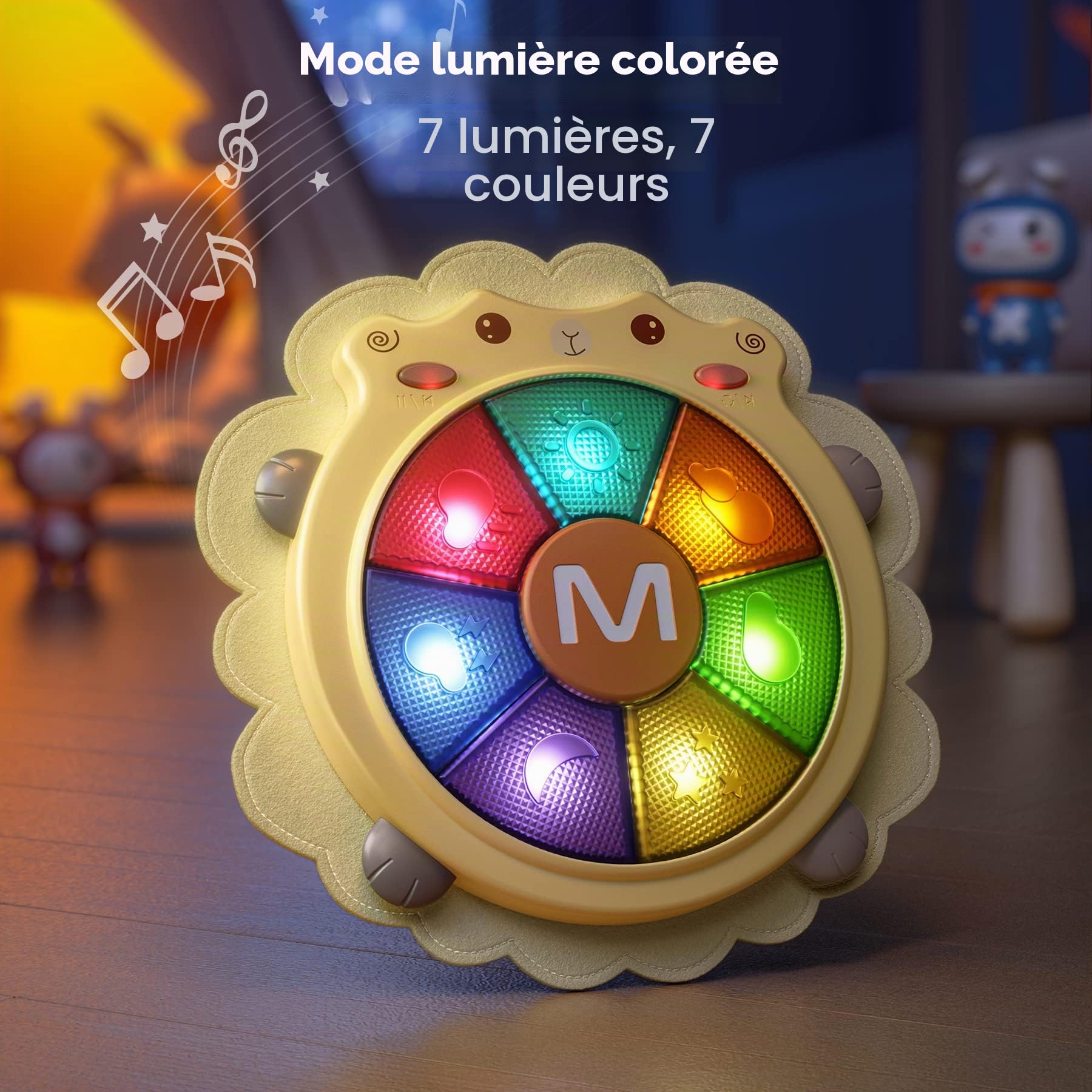 tumama Bébé Tambour Électronique Jouets Musicaux Lumière Sonore Instruments Jeu Activité Sensorielle Jouet D'apprentissage Vacances Noël Cadeaux D'anniversaire Tout-Petit Nouveau-Né 18 Mois + (mouton)