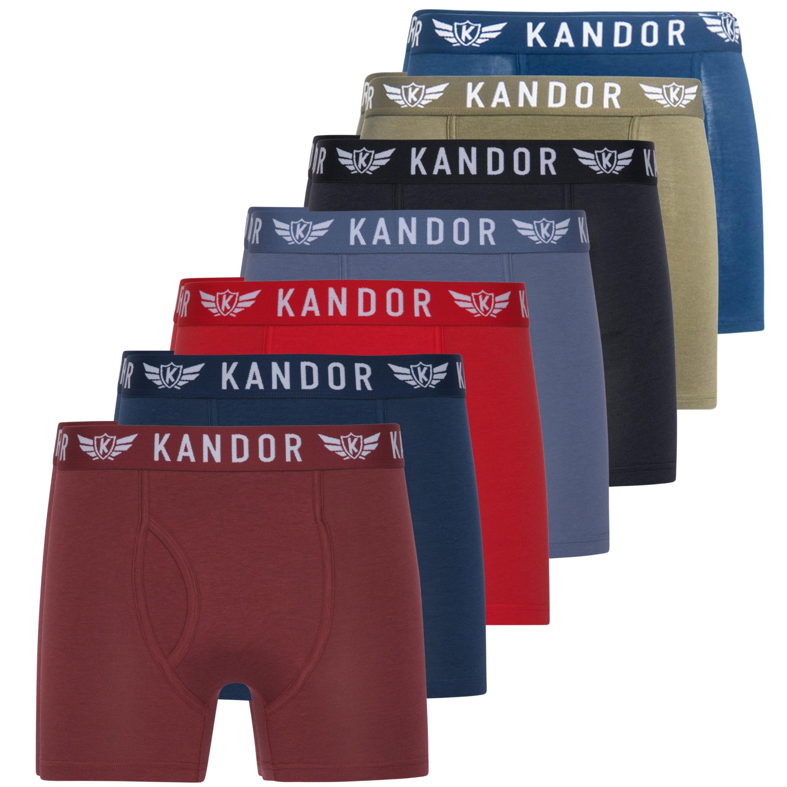 Kandor Męskie bokserki Quinfly bambusowe (7 sztuk) premium bambusowo-bawełniana bielizna wielopak, oddychające i odprowadzające wilgoć kąpielówki z markowym paskiem, M