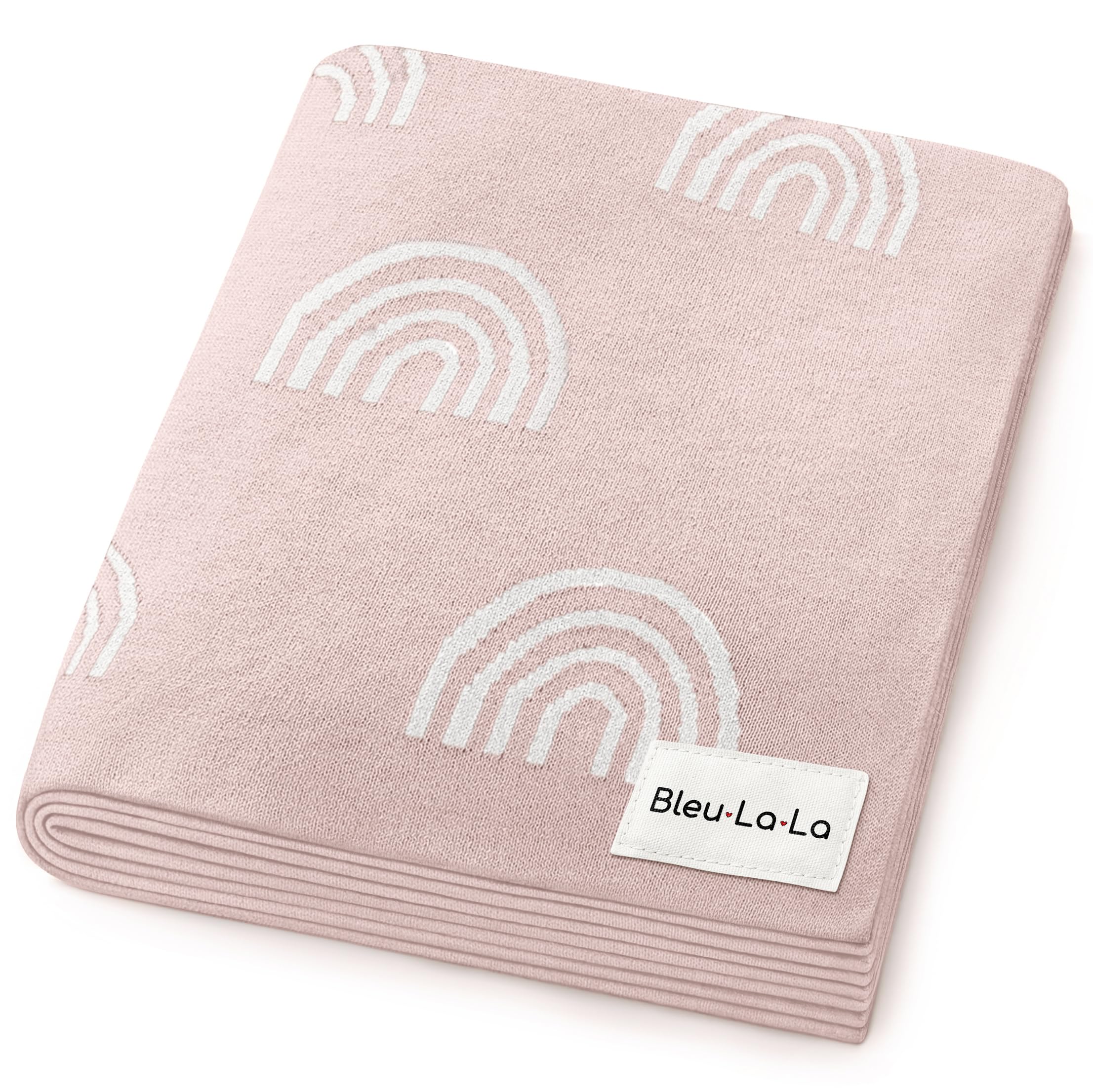 Knit Baby Swaddle Blanket for Girls - 100% Cotton Buttery Soft Cozy Receiving Swaddle Stroller Blanket for Shower Gift Registry for Newborns, Infants, Toddlers (Rainbow - Pink)
