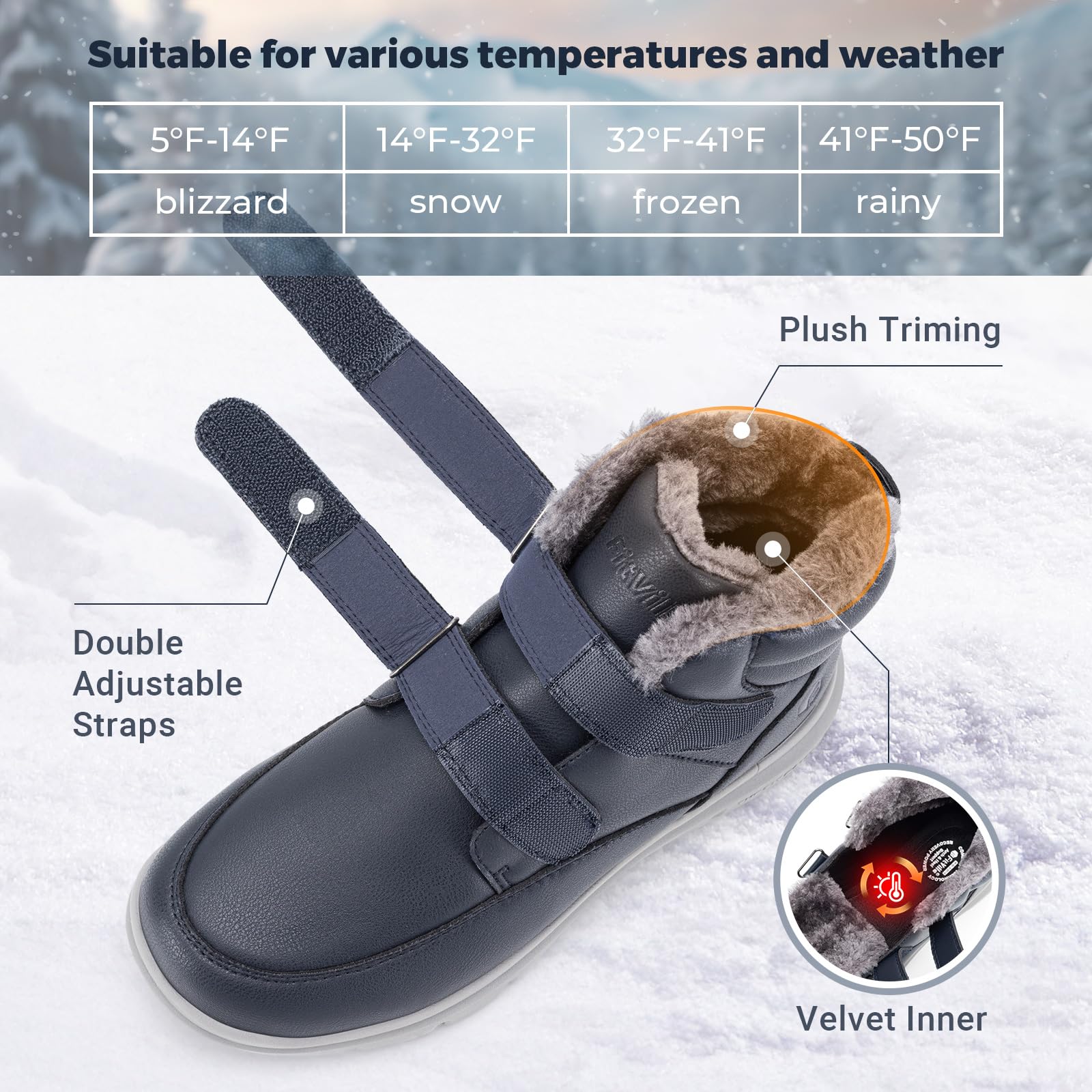 FitVille Winterschuhe Herren Extra Weit Winterstiefel Wasserdicht Schneestiefel Kurzschaft Stiefel Breit Rutschfeste Schuhe