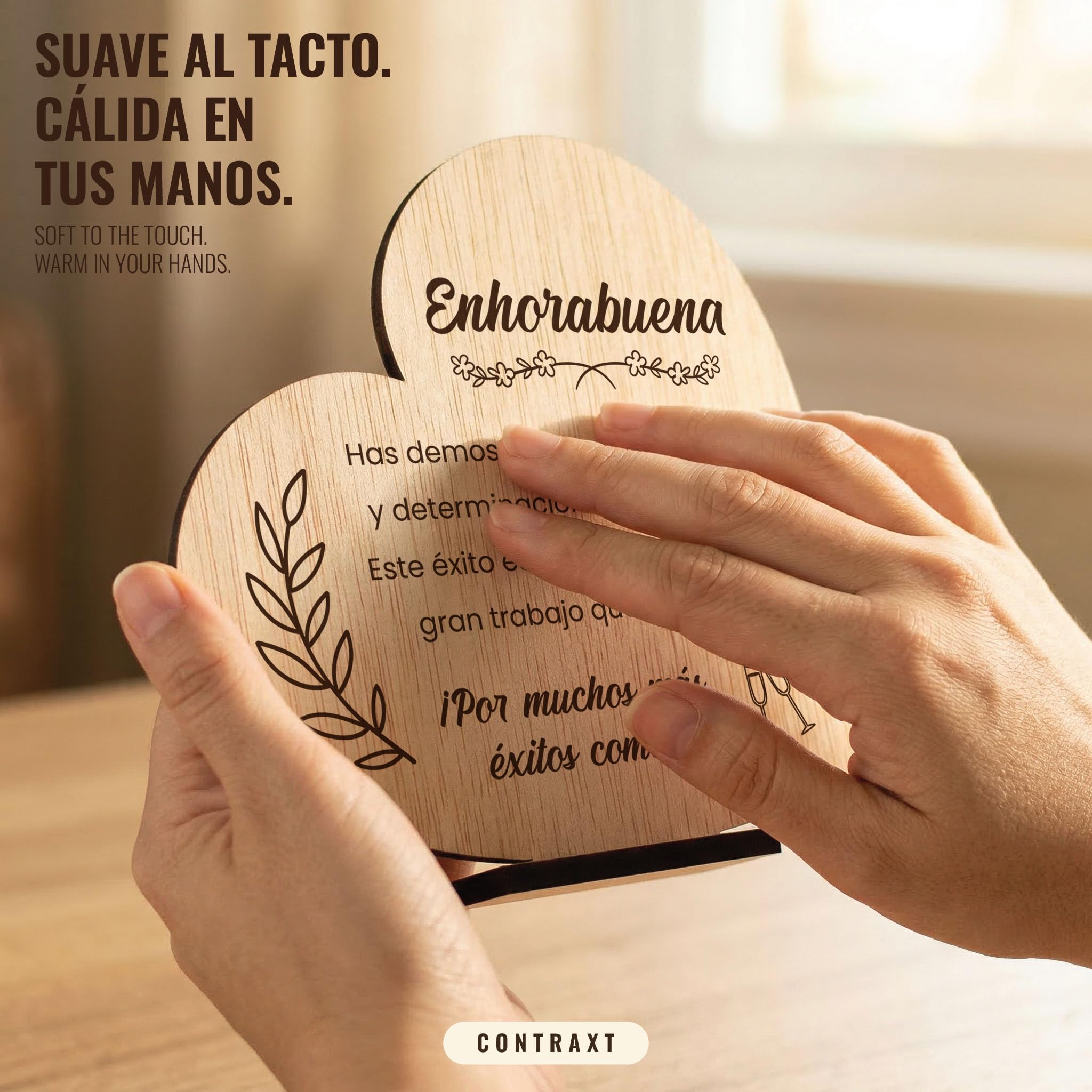CONTRAXT Tarjeta de Enhorabuena en Madera. Regalos para Felicitar Logros Especiales Regalos originales graduación trabajo hombre mujer congratulations cards (Enhorabuena)