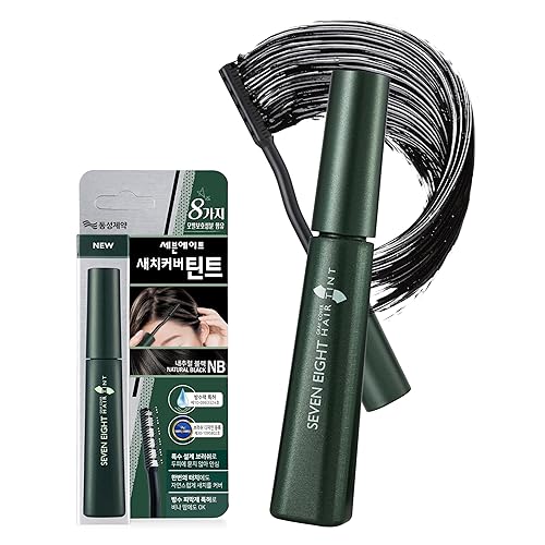 Miniatura 10 de SEVEN EIGHT Tinte de cobertura gris (marrón claro, 1 unidad) de cobertura rápida para retoque de raíces, corrector resistente al agua, cepillo de