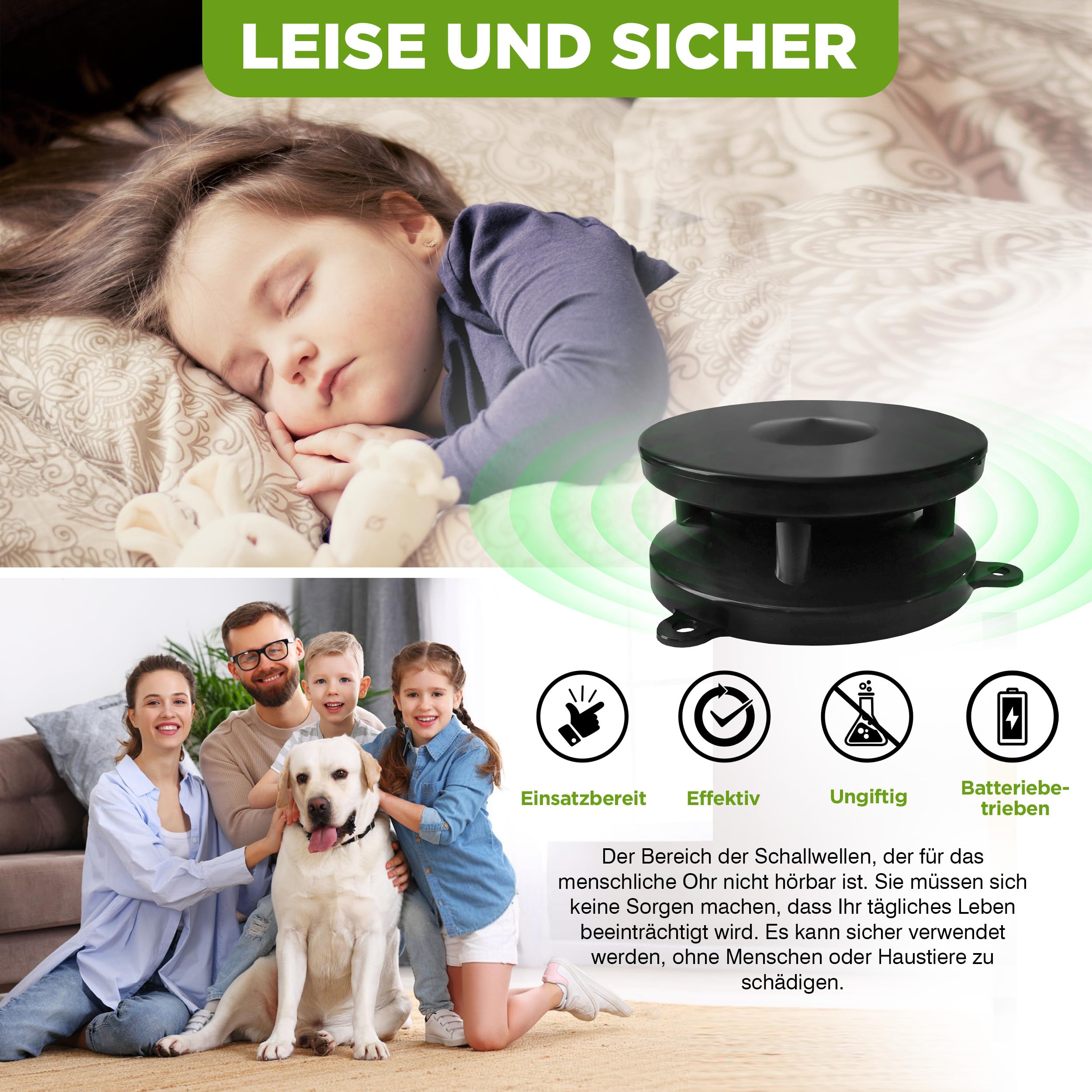 ISOTRONIC Mäuseschreck Marderabwehr Mobil 360°mit Ultraschall | für Haus, Garage, Dachboden | vertreibt Marder, Mäuse, Ratten, Siebenschläfer - 2 Stück