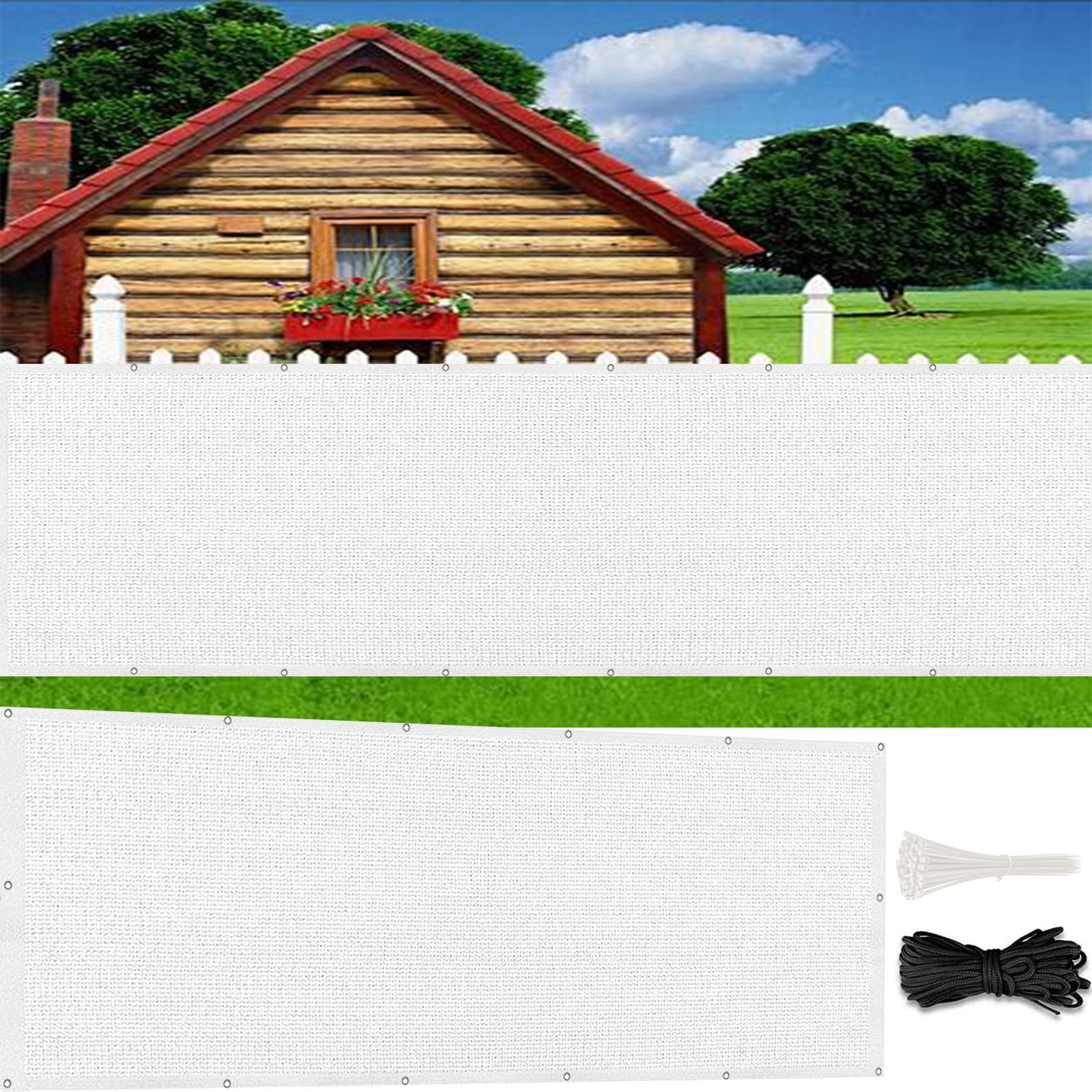 Clôture brise vue 50x210 blanc anti regard et intempéries avec attaches