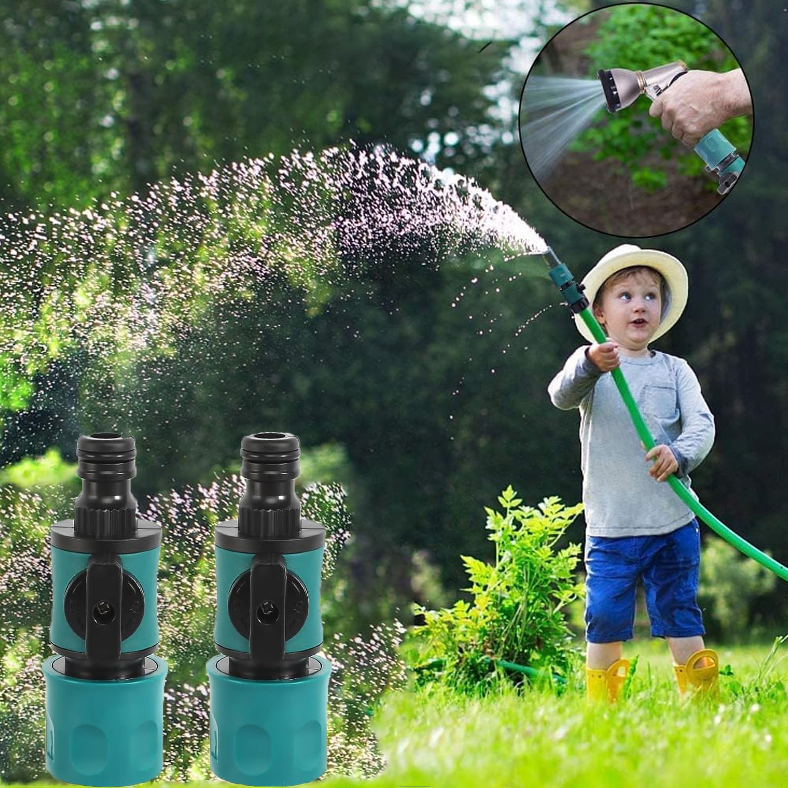 Raccordo Tubo da Giardino con Valvola di Regolazione, Valvola di Chiusura per Tubo dell'acqua in Plastica, Sgancio Rapido per Tubo da Giardino per