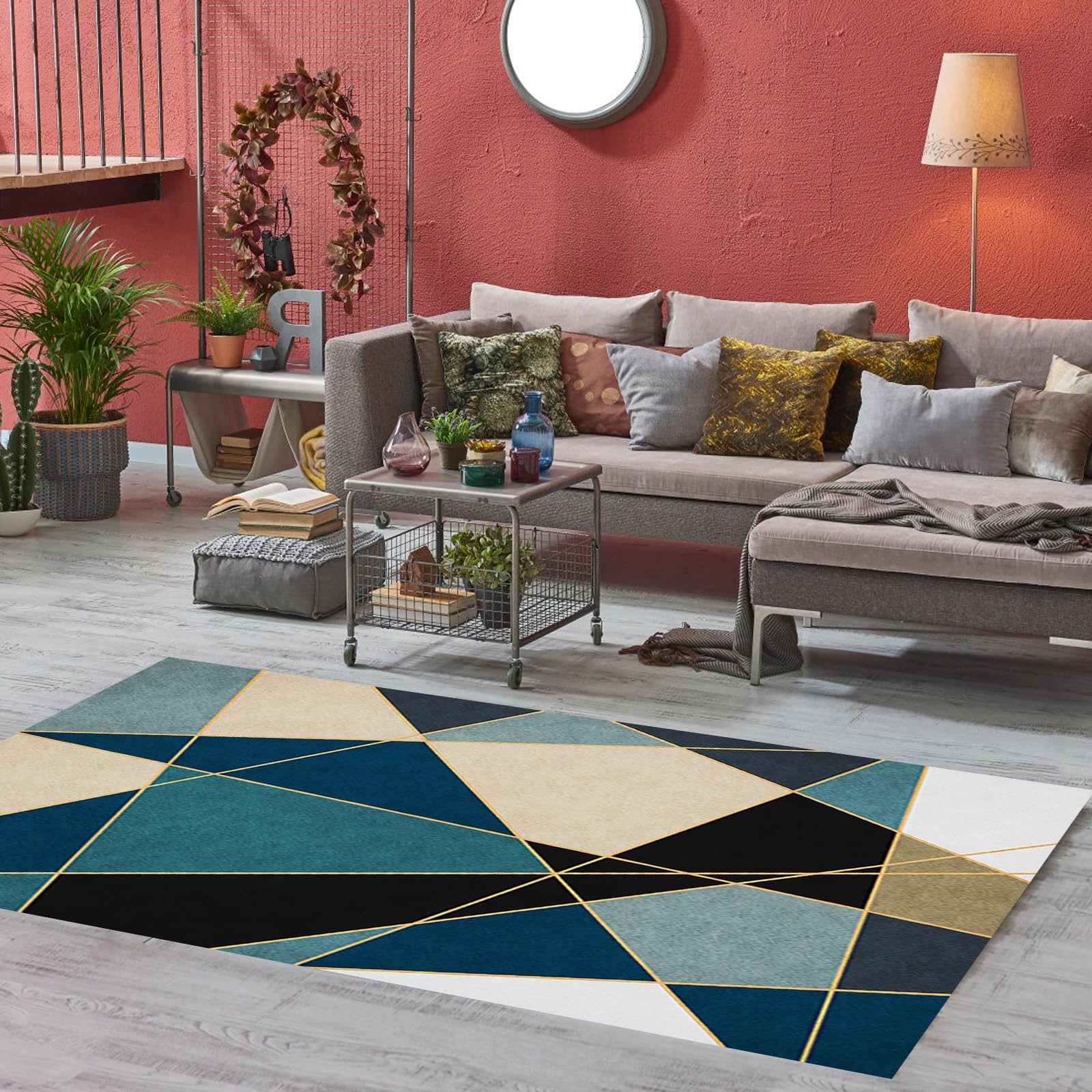 Tapis moderne motifs géométriques 80x390 pour couloir et magasin