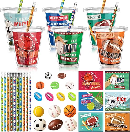 Zonon 180 piezas de regalos del día de San Valentín para niños y niñas, pelotas deportivas, tarjetas de San Valentín, mini recuerdos para apretar,