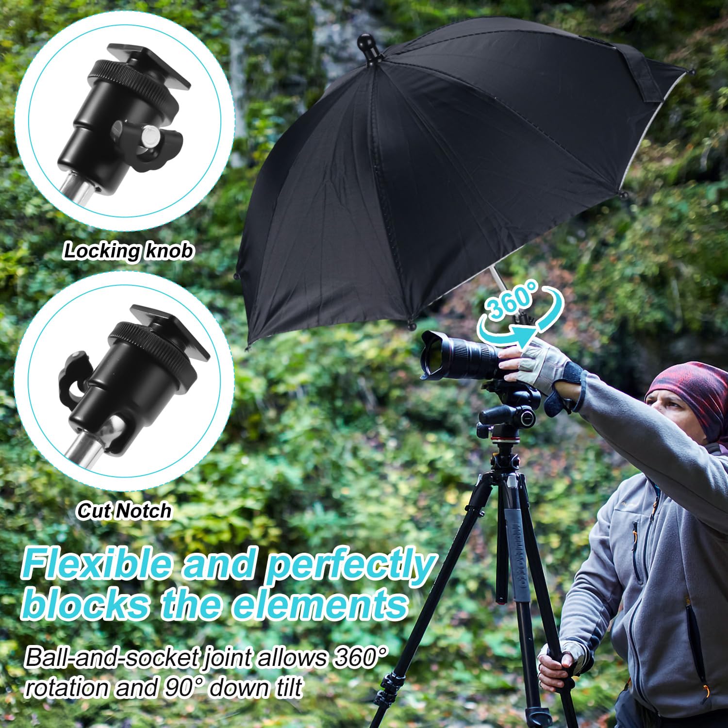 Parapluie Griffe pour Appareil Photo, Étanche, Appareil Photo Reflex Numérique Housse de Protection Contre la Pluie pour Canon Rebel T8i T7 T7i T6i T6 SL3 SL2 EOS 90D 80D 2000D 5DM4 Nikon Z9