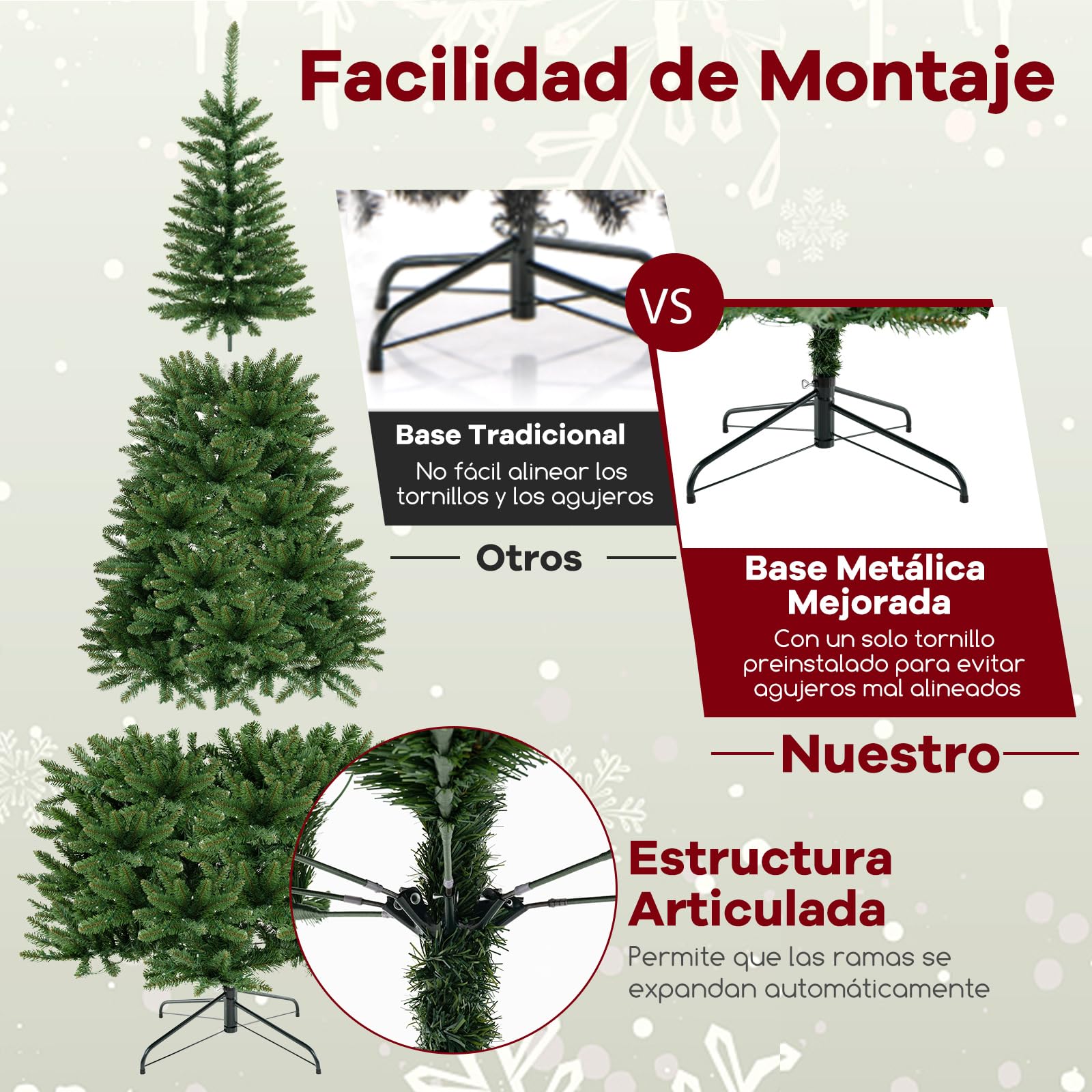 COSTWAY Árbol de Navidad Artificial Verde 240 cm, arbol de Navidad con Luces Incorporadas, 1137 Ramas de PVC, 360 Luces LED, 270° de Esquina, Arvore de Natal Hogar Oficina Fiesta
