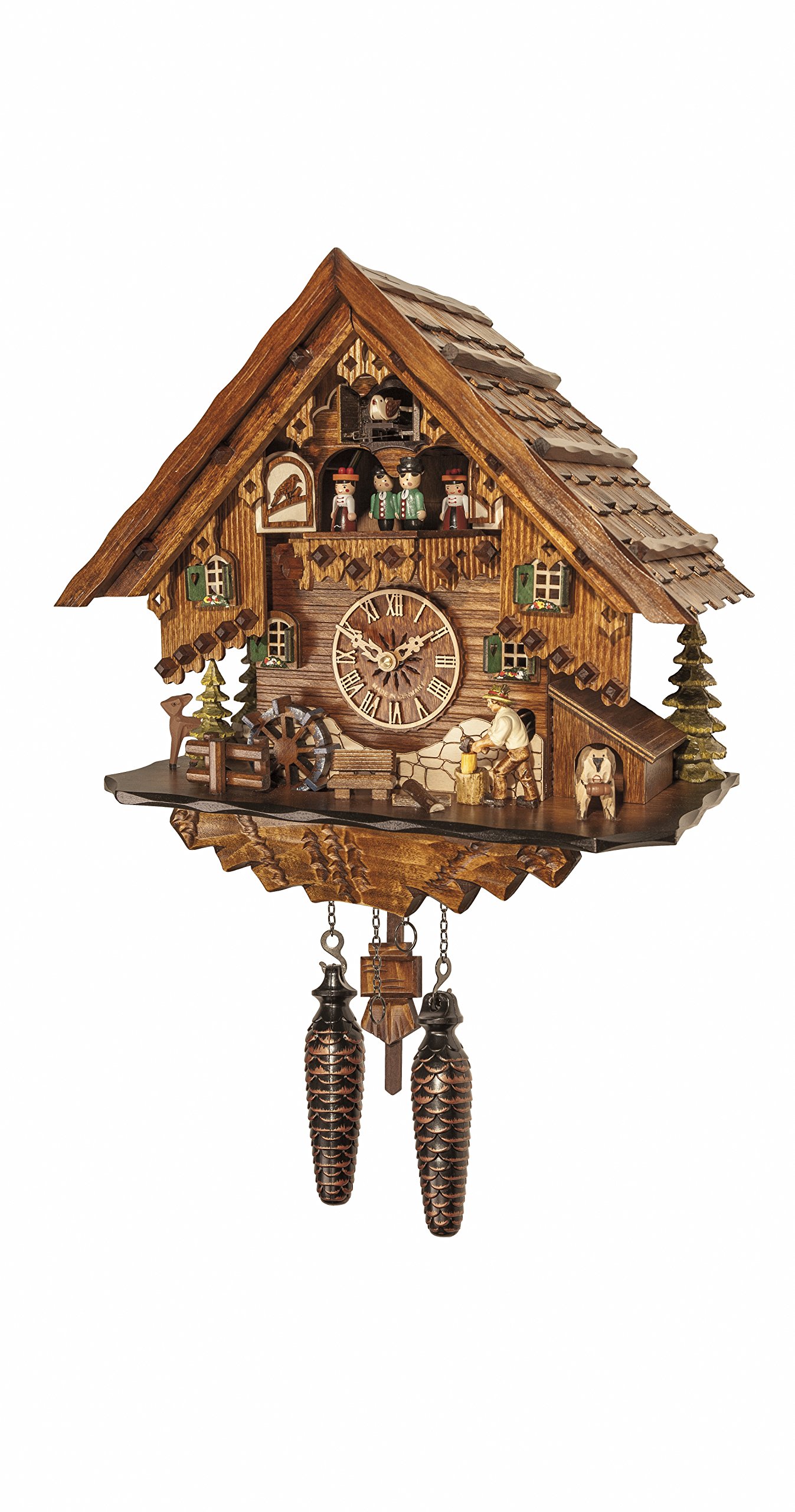Engstler Quarz Kuckucksuhr Schwarzwaldhaus mit Musik und Tänzern EN 4681 QMT