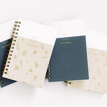 Promptly Journals, My Gratitude Journal: A Year of Thankfulness (Gold Leaf, Tan, Linen) | Daily Gratitude Journal | Self-Care Journal | Mental Health