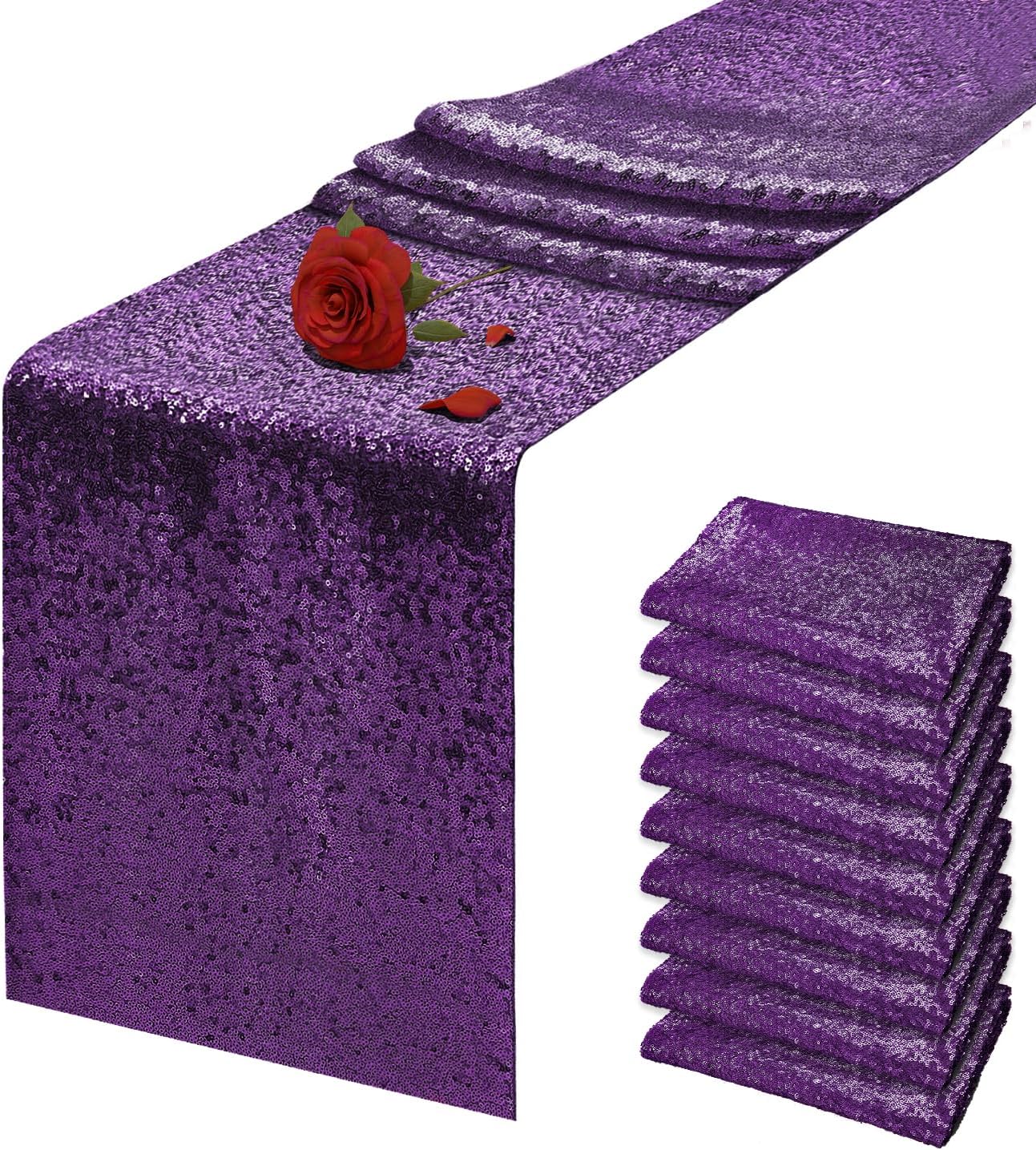 vhh 10 packs 12 x 72 inches purple sequin table runner