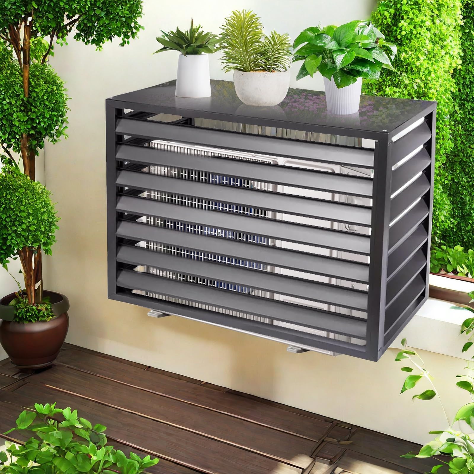 Aluminum Air Conditioner & Heat Pump Cover Mini Split Outdoor Ac Rain Cover Noise Reduction Mini Split Outdoor Unit Covers Suitable for Indoor Units(Grey,110x60x80cm)