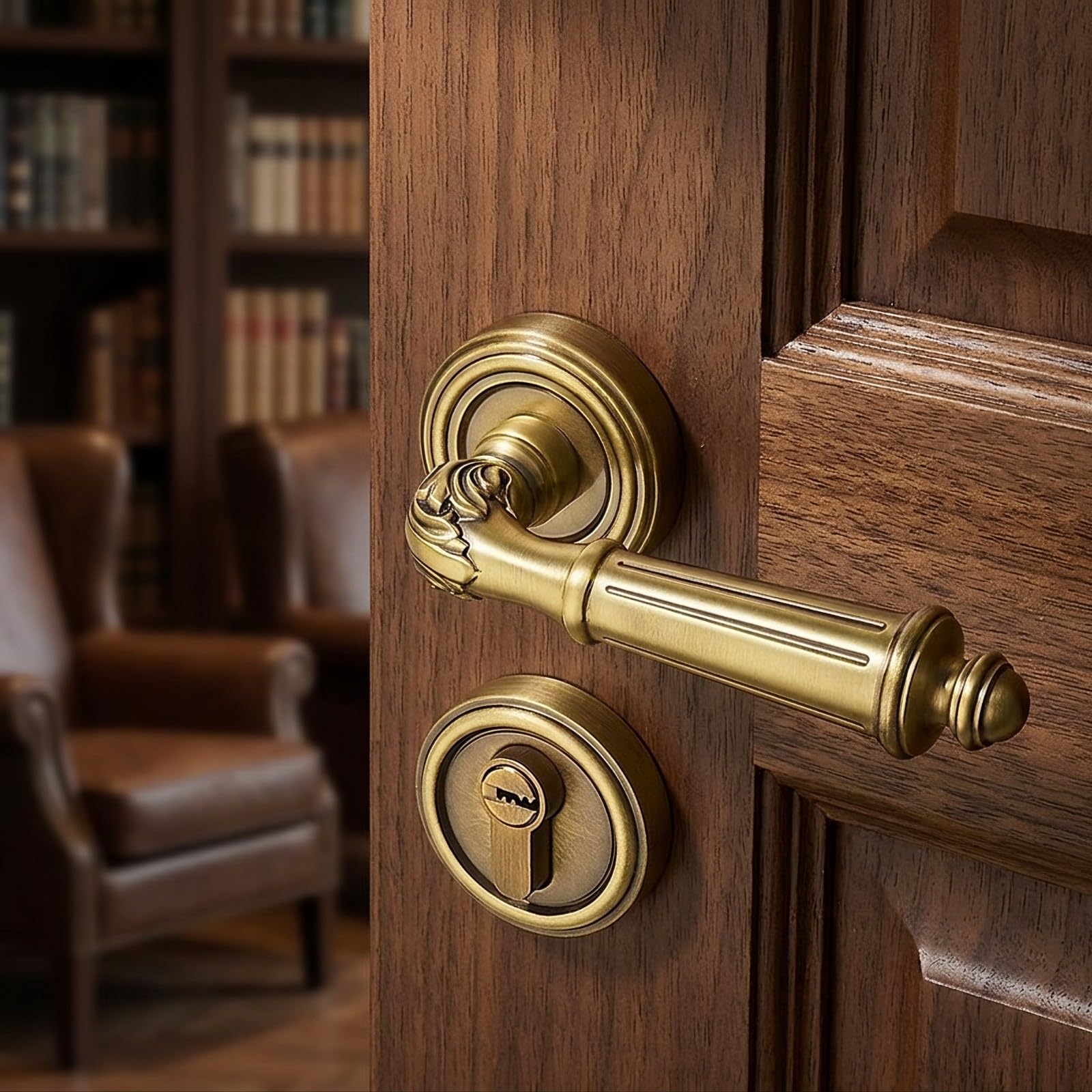 Milageto Maniglia con Piastra | Stile Francese, Maniglia per Porte Interne, brillante, Bagno