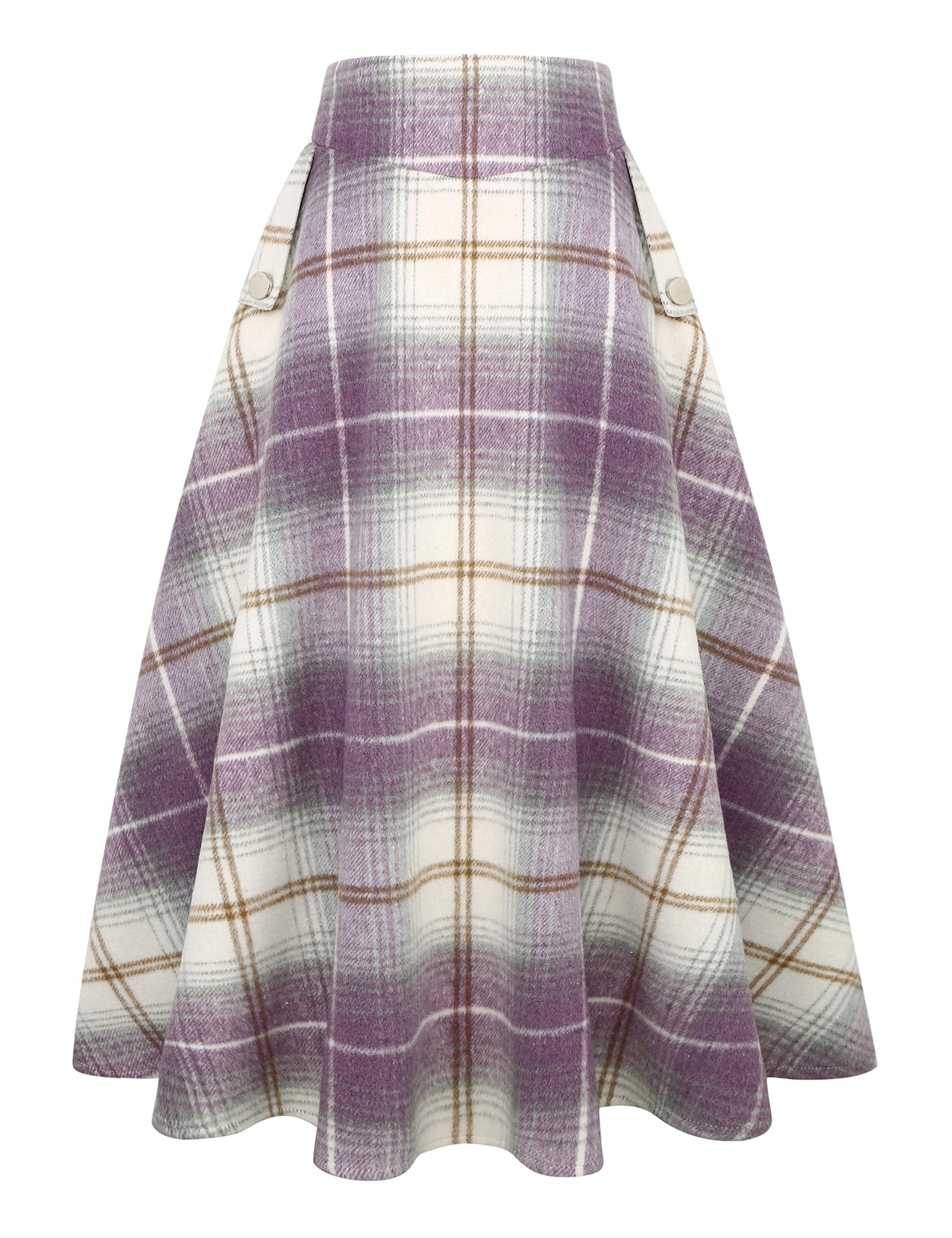 IDEALSANXUN Women’s Fall Winter High Waisted Wool Plaid A-line Long Skirt