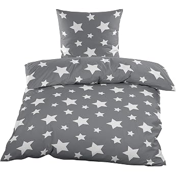 young da fleece bed linen stars white gray microfiber taupe fleece thermal fleece 2-piece set duvet cover 135 x 200 cm pillowcase 80 x 80 cm