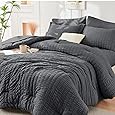 Full Size Luxury Faux Fur Comforter Set - Soft & Breathable 7-Piece Bedding Collection - 1 Comforter, 1 Fitted Sheet, 1 Flat, 2 Pillowcases, 2 Pillow Shams - Deep Pocket - Premium Quality, Silver