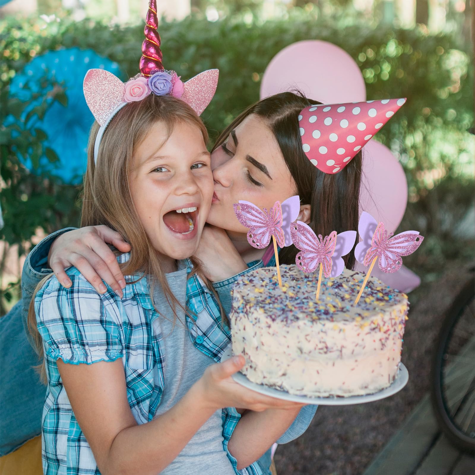 Schmetterling Cupcake Topper 48 Stück Lila - 3D Glitter Tortendeko