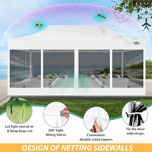 Miniatura 2 de COBIZI Tienda de campaña desplegable de 10 x 20 pies con paredes laterales, toldo comercial resistente para exteriores con mosquitera, tiendas de