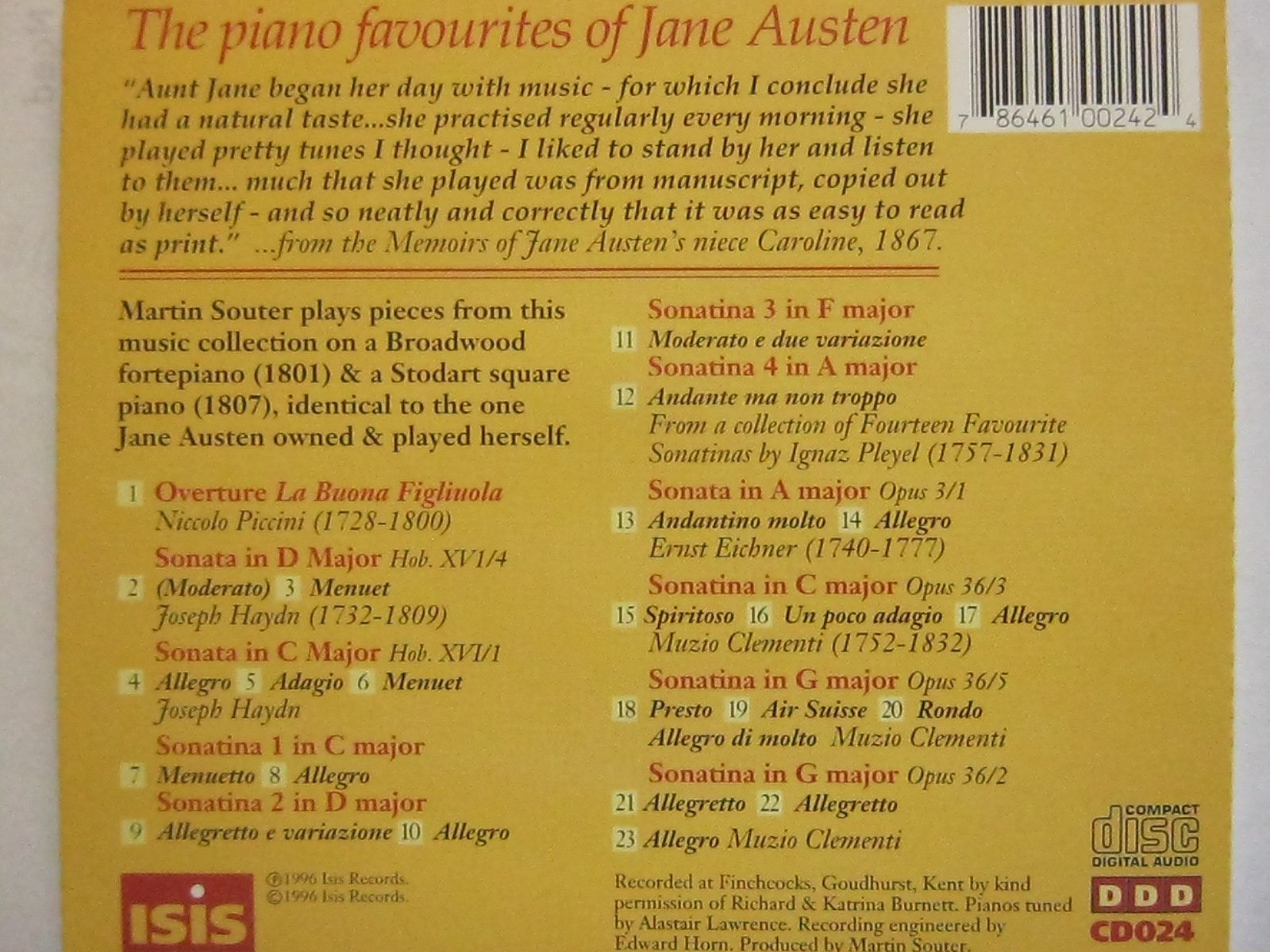 Piano Favorites of Jane Austin