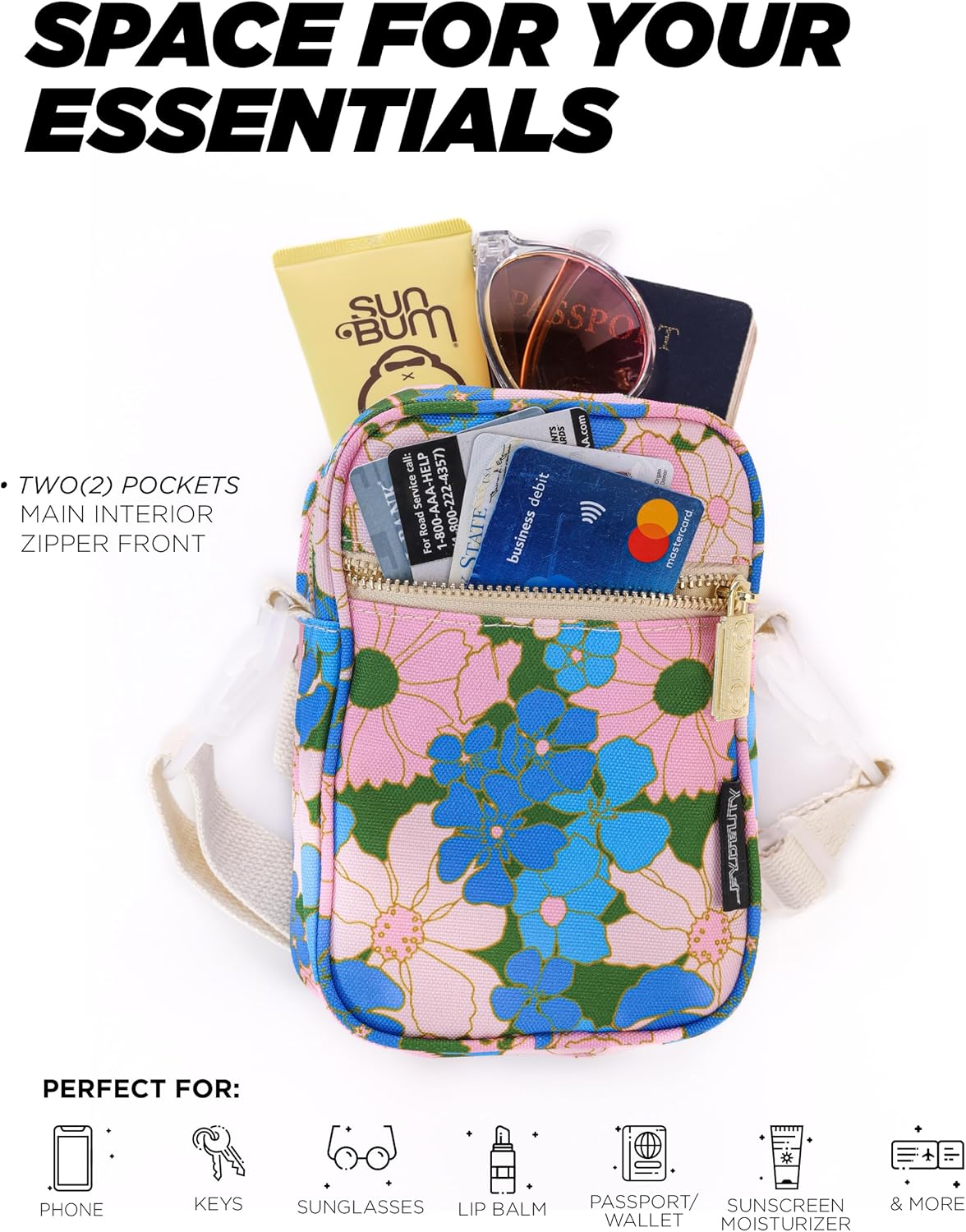 Fydelity Small Crossbody Bags for Women & Men – 80s/90s Small Bum Bag – Stylish Travel & Festival Belt Bag – Ideal Fanny Pack for Daily Fashion – Perfect for Travel & Everyday Wear (88619) - Image 5