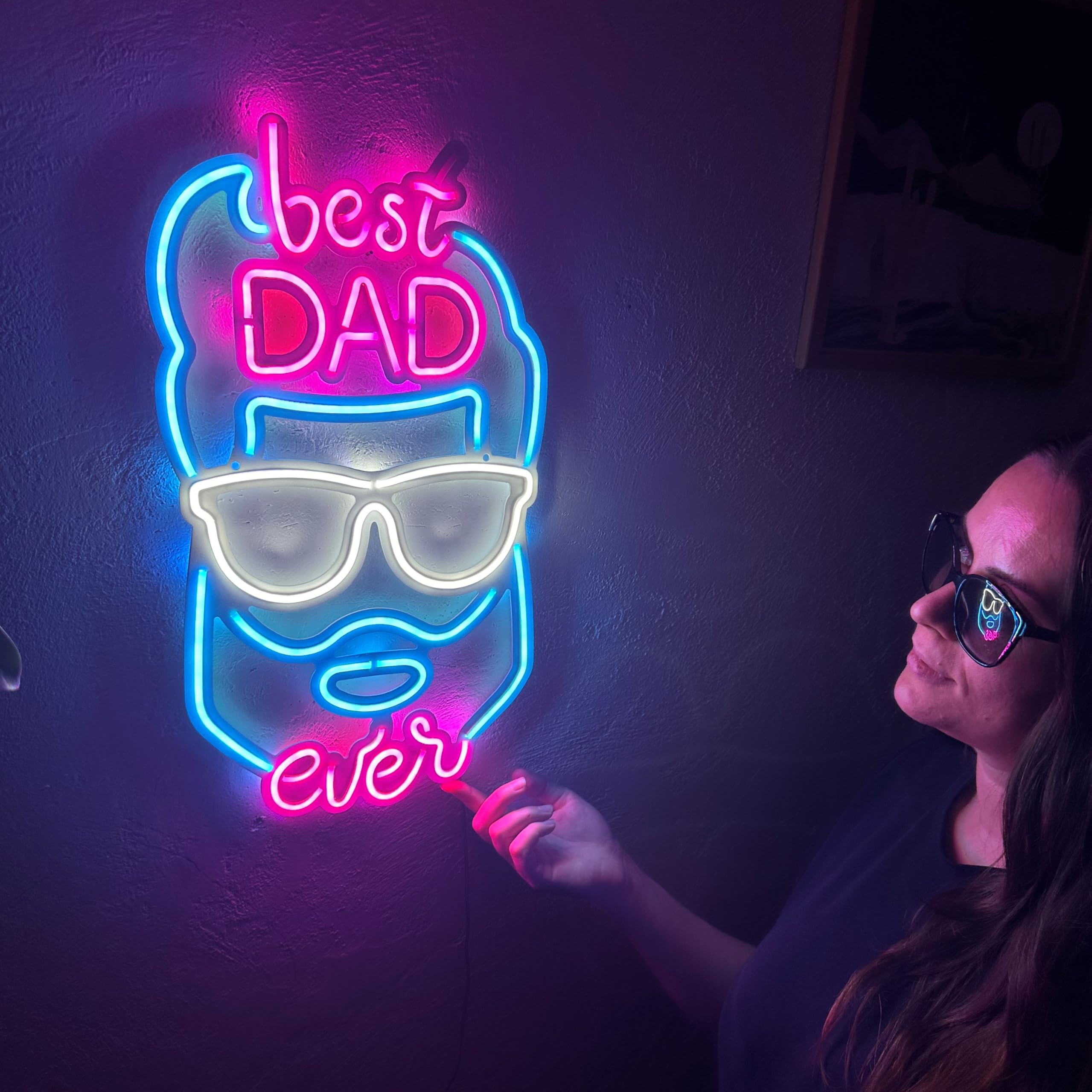 Best Dad Ever Neon Wall Art, Best Dad Ever Neon Sign – Insegna al neon per il papà, insegna al neon per la festa del papà, regalo per la festa del papà, cartello personalizzato a LED, decorazione al
