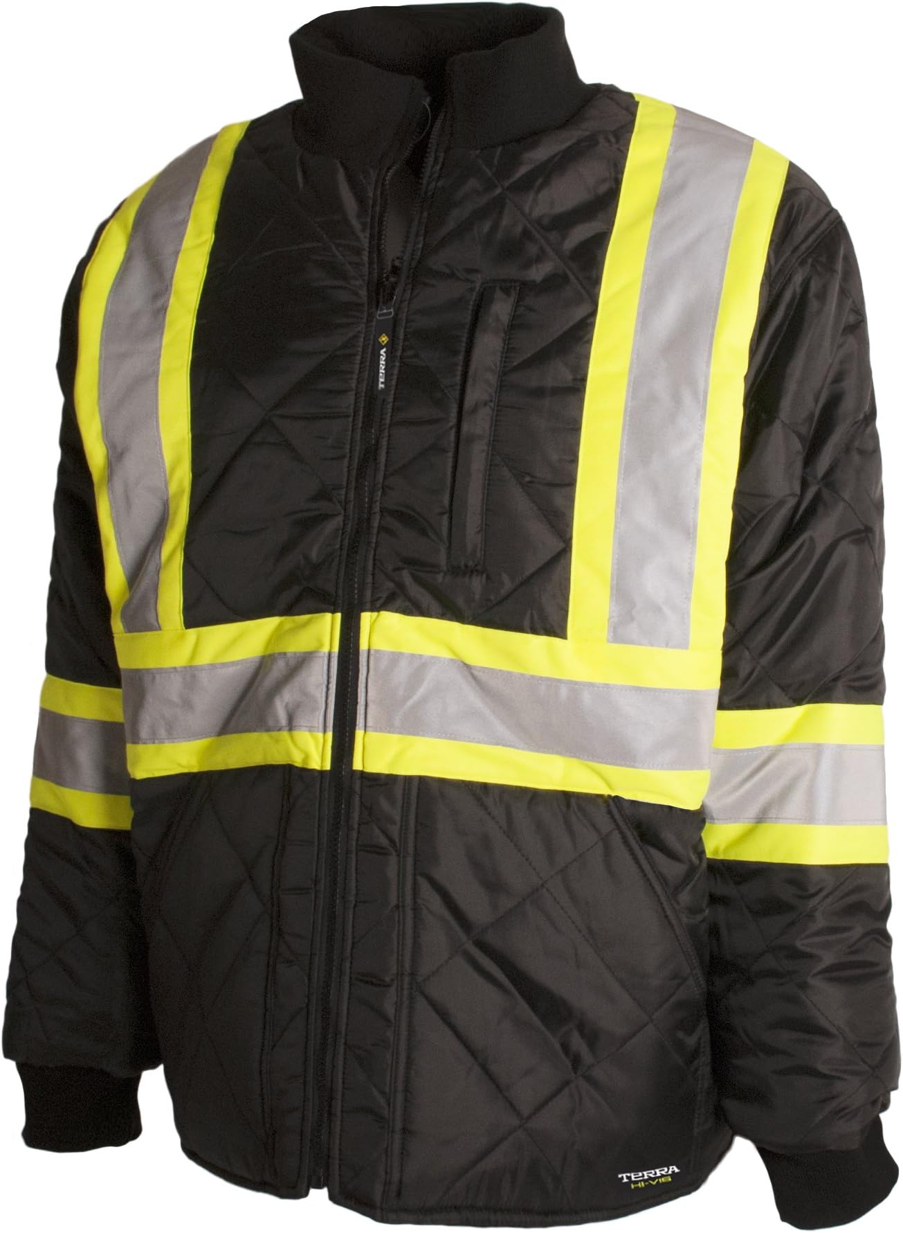 Terra 116505BKXL High-Visibility Quilted And Lined Reflective Safety Freezer Jacket, XL, Black