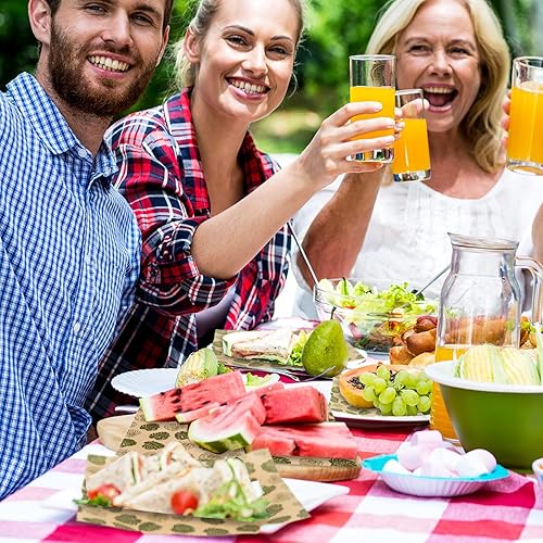Miniatura 7 de Whaline 150 hojas de papel de cera de verano, hojas de palmera, papel de hamburguesa, sándwich, papel de envoltura de alimentos, a prueba de grasa,