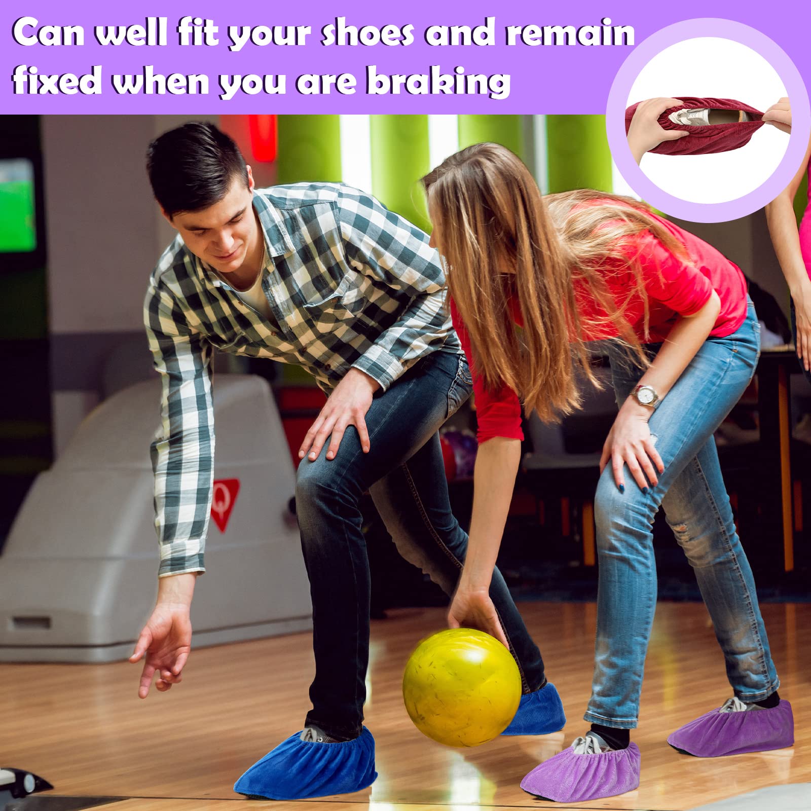 Mepase Bowling-Schuh-Schutzhüllen, rutschfest, wiederverwendbar, waschbar, Flanell, für Damen, Herren, Erwachsene, Sportzubehör, Einheitsgröße, 10 Farben, 20 Paar