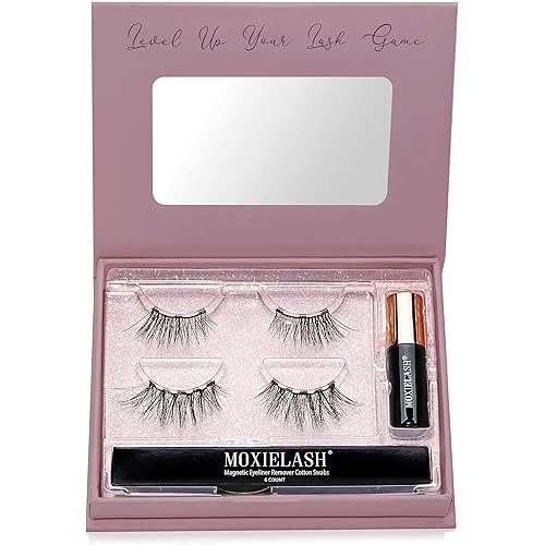 MoxieLash Magnetic Eyelashes with Eyeliner Kit - Essentials Kit Vol 2 - Natural Looking False Eyelashes - Sassy & Baby Lash + Magnetic Eyeliner + Eyeliner Remover Swabs - USA Owned - No Glue