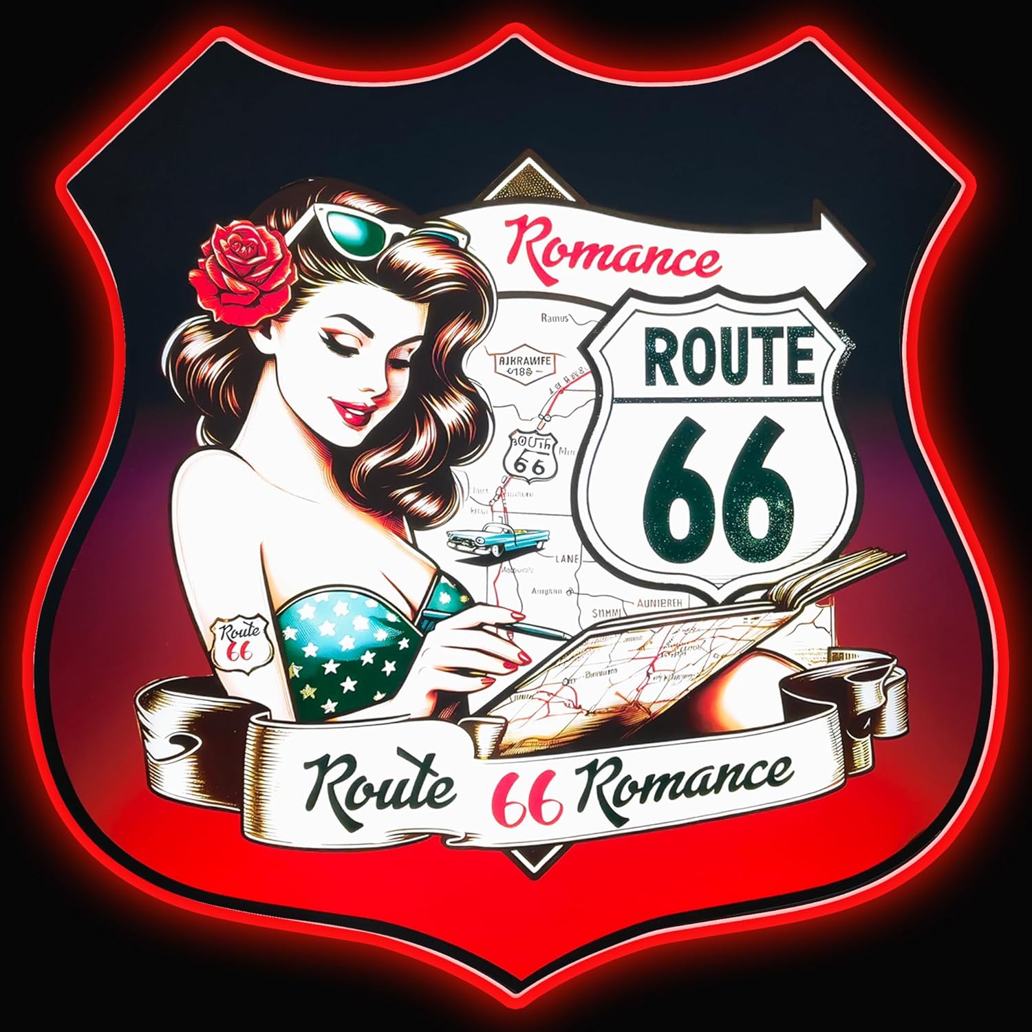 Motorcycle Neon sign, Retro Signs with 3D Texture Design, 14.76''×12.99'', Motorcycle and American flag design, Wall Decor for Man Cave/Living Room/Home Office/Bar/Garage/Club