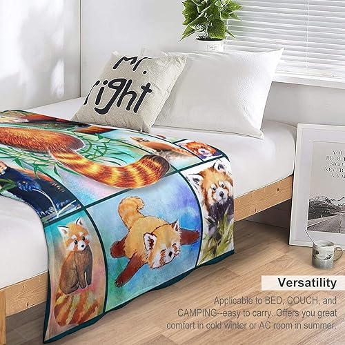 Miniatura 5 de Manta de panda rojo, regalos para niñas, mujeres, niños, amantes de los pandas, manta suave y cálida de franela de felpa para cama, sofá, 40 x 50