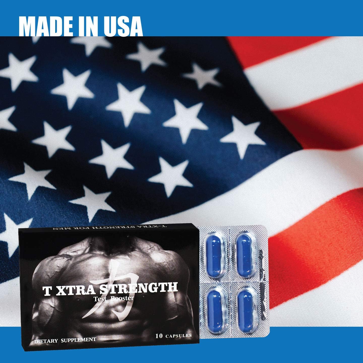 T Xtra Strength, 2Pack 20 Capsules, Male High Performance Supplement, Energy, Strength, Amplifier, Endurance, Fast Acting Pill, 10 Pills, 2 Pack, Blue Capsules, Made in USA. : Health & Household