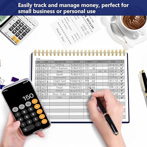 Miniatura 3 de HAUTOCO Libro de contabilidad horizontal A5 para pequeñas empresas, contabilidad, cuaderno para seguimiento de presupuestos en el hogar, diario de