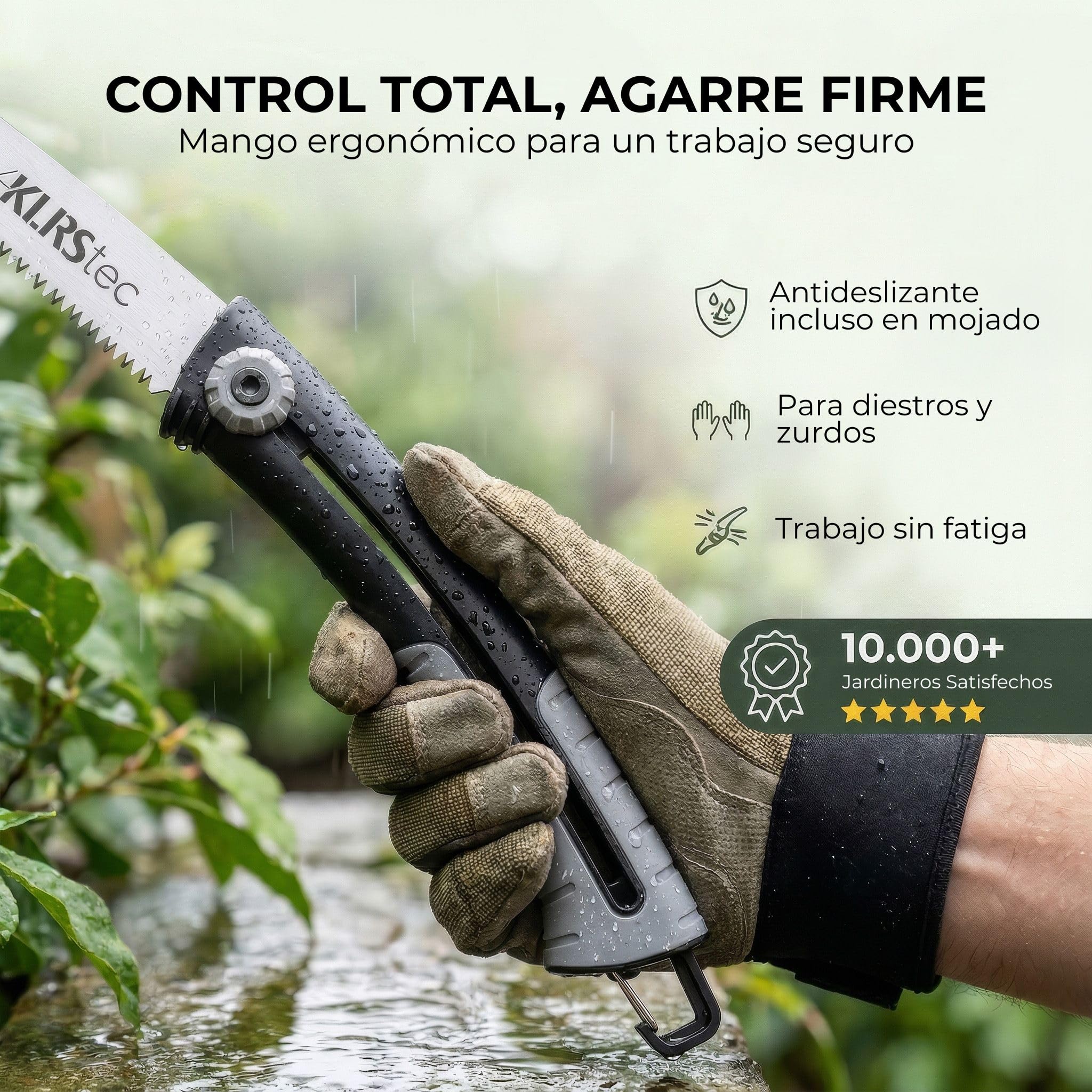 KLRStec SlidePro Sierra de Poda [Hoja de 25cm] Serrucho Plegable de Mano con Mecanismo Safety-Slide en Acero SK5 | Sierra de Jardín, Sierra para Madera & Sierra Outdoor incl. Funda