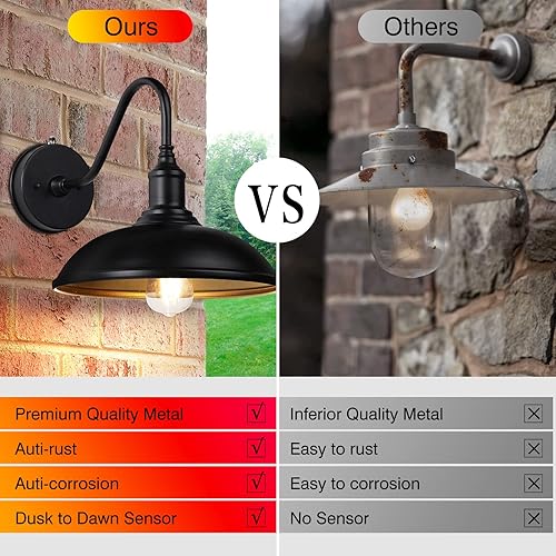 Miniatura 7 de Iluminación exterior de granja del atardecer al amanecer para casa con parte inferior antiestanque, luz de granero al aire libre, iluminación de