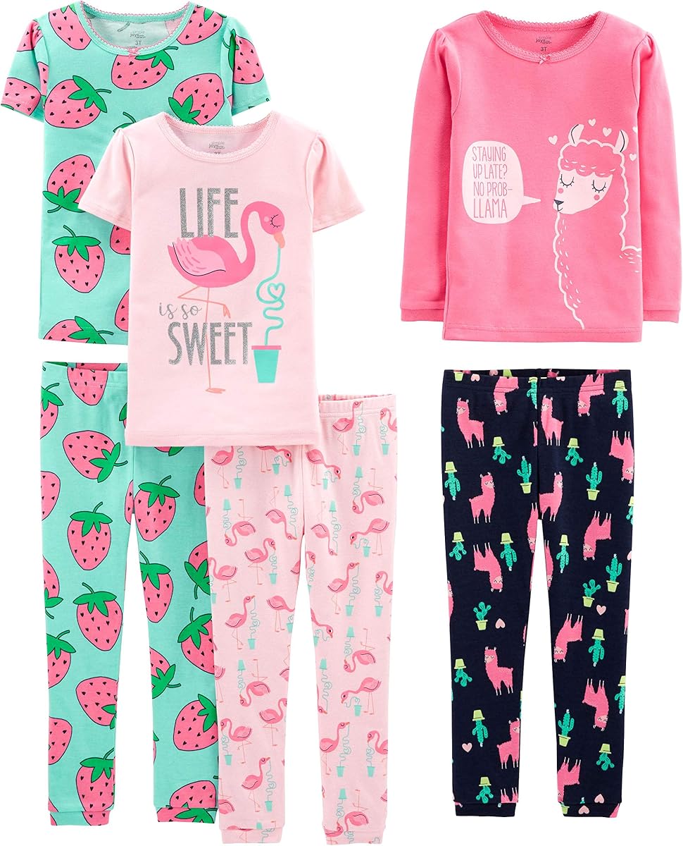 Simple Joys by Carter's Conjunto de pijama de algodón de ajuste ceñido de 6 piezas para niñas