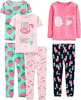 Conjunto de pijama de algodão com ajuste confortável de 6 peças para meninas