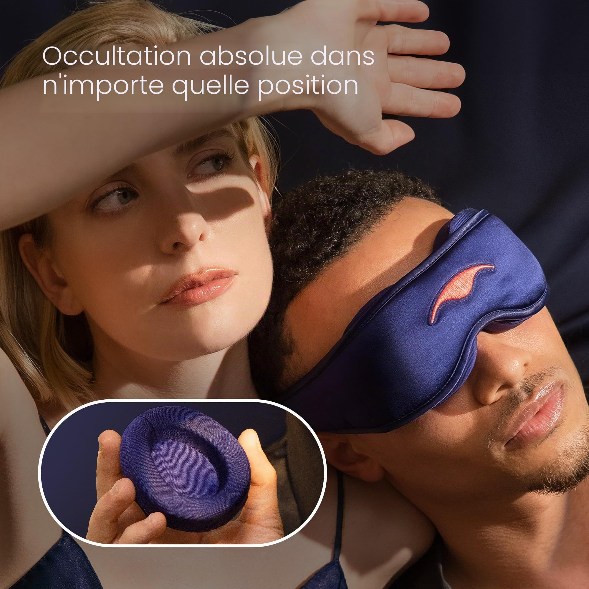 Manta Masque de sommeil pour les yeux en soie de qualité supérieure 22 mommes, conçu pour un confort occultant, respirant et lavable, ajustement réglable - Violet