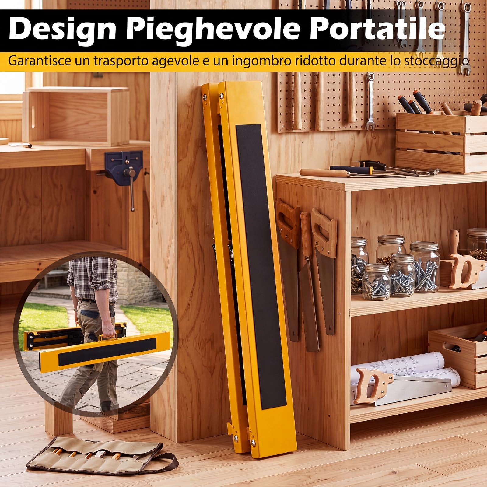 COSTWAY Set 2 Cavalletti da Lavoro Pieghevoli in Metallo, Portata 300 kg