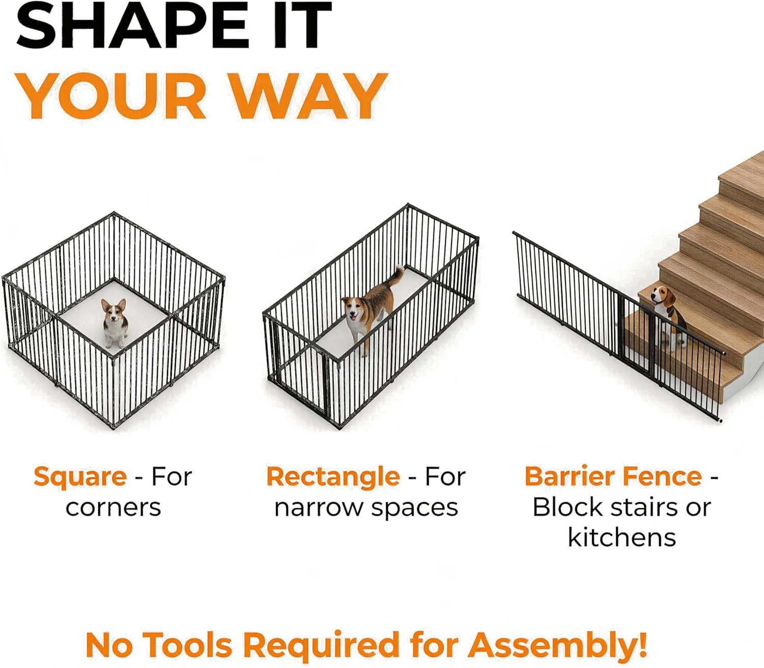Dog Playpen for Small/Medium Dogs - 32 inch 8 Panels Heavy Duty Metal Puppy Fence Outdoor Indoor with Door, Anti-Rust Foldable Puppy Pen Pet Enclosure, Portable Exercise Kennel for Camping, Yard, RV