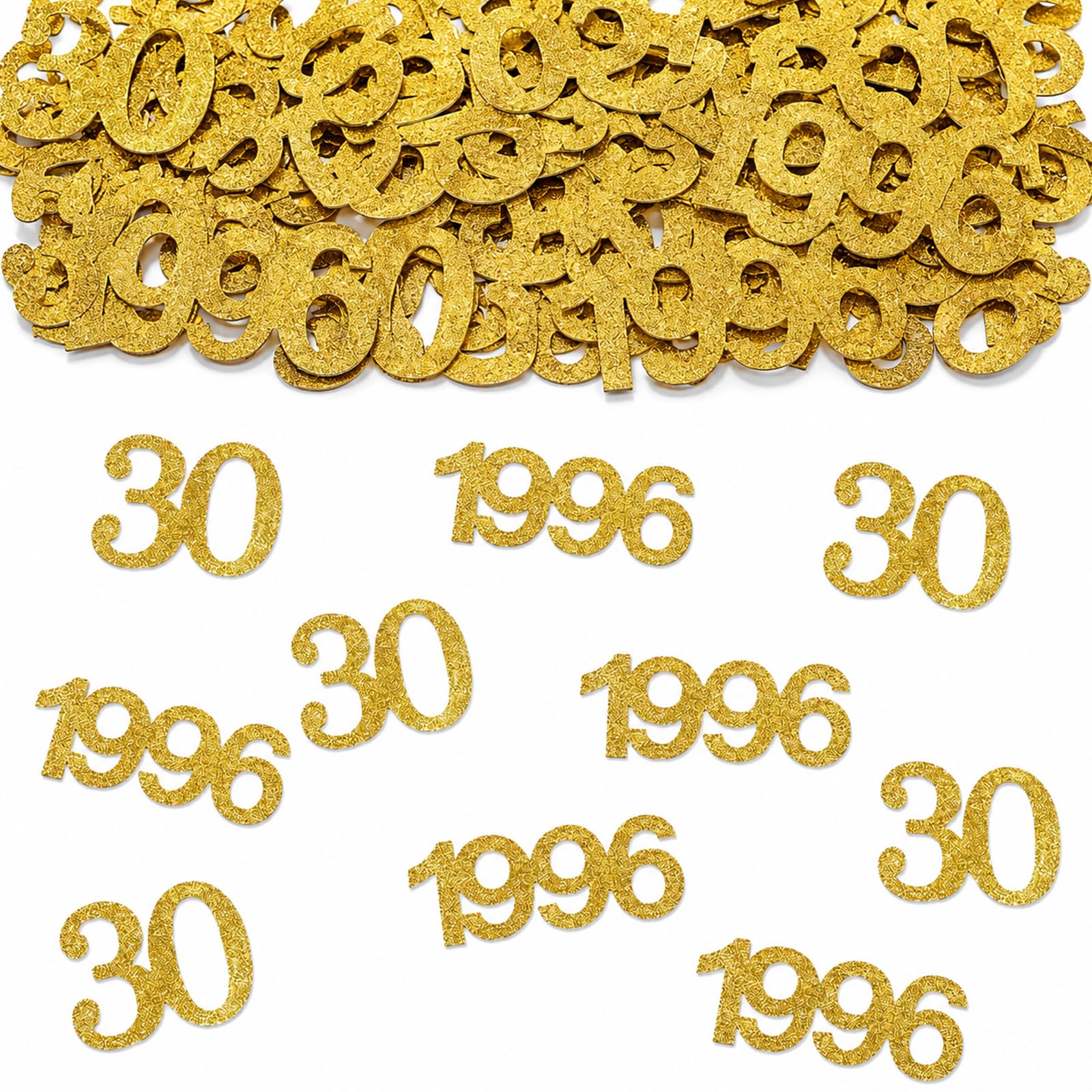 Bolosa 30th Birthday Confetti Gold Glitter Table Decorations, 100 Pcs 30 and 1996 Confetti, 30th Birthday Party Decor for Women Men Born in 1996, Cake Dining Dessert Tables, 30 Birthday Decorations