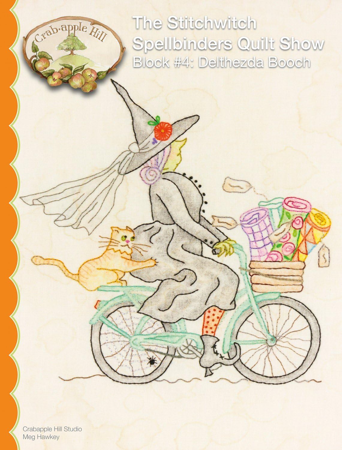 The Stitchwitch Spellbinders Quilt Show Embroidery Pattern by Meg Hawkey From Crabapple Hill Studio #2563 Block #4 Delthezda Booch