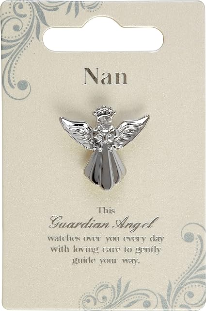 Guardian Angel Brooch for Nan, Angel Badge with Rhinestone for Men and Women, Gift with Inspirational Message, Lapel Pins-Silver-One Size