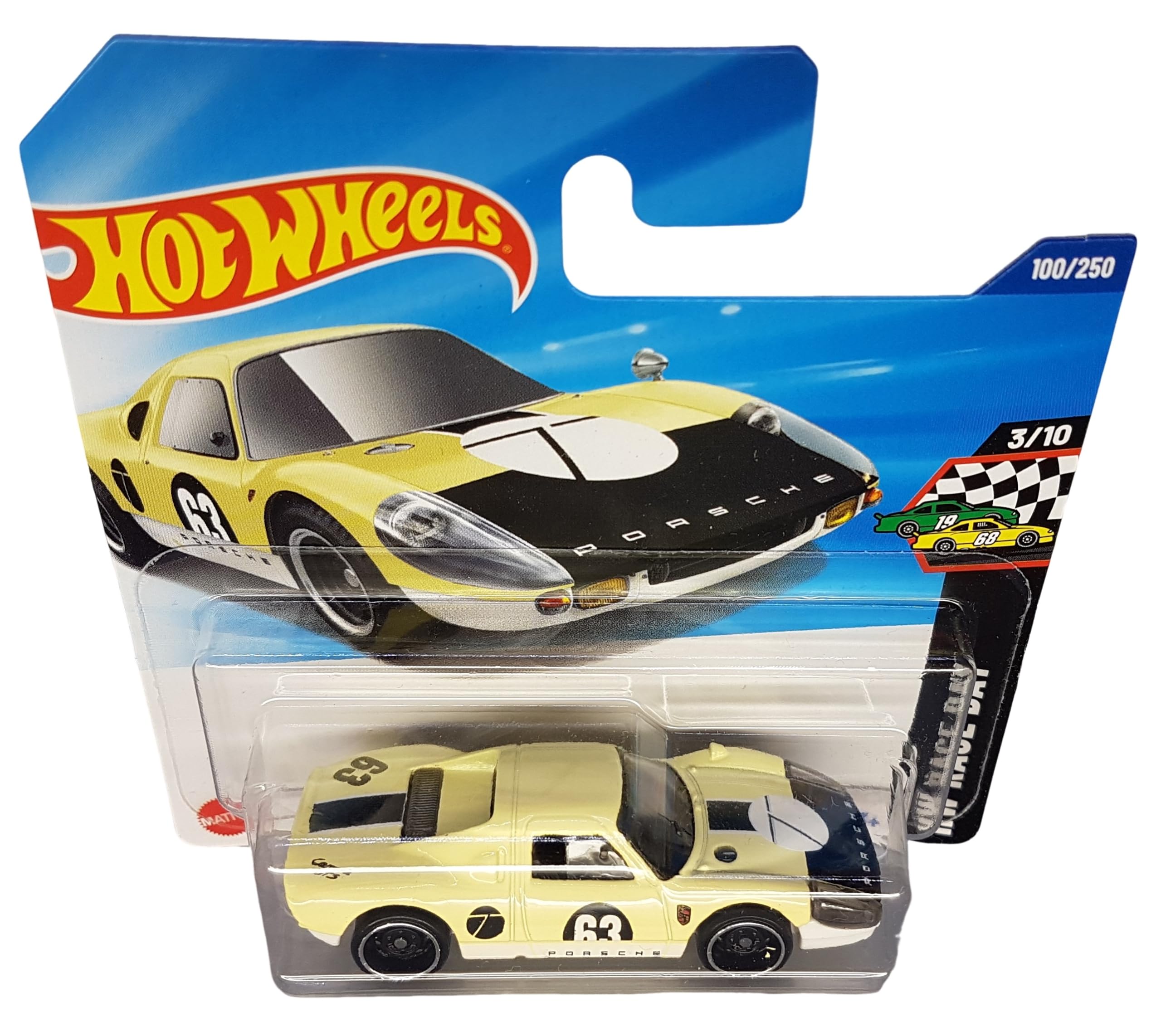 Hot Wheels - Porsche 904 Carerra GTS - HW Race Day 3/10 - HYX41 - Short Card - Type 7 - Yellow - Mattel 2025 - 1:64 - Image 2